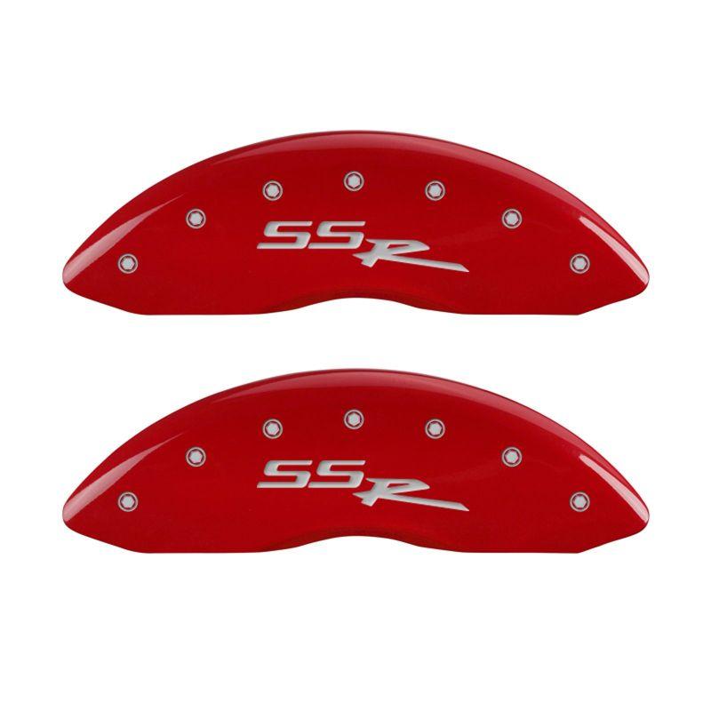 MGP 4 Caliper Covers Engraved Front & Rear SSR Red finish silver ch 14030SSSRRD Main Image