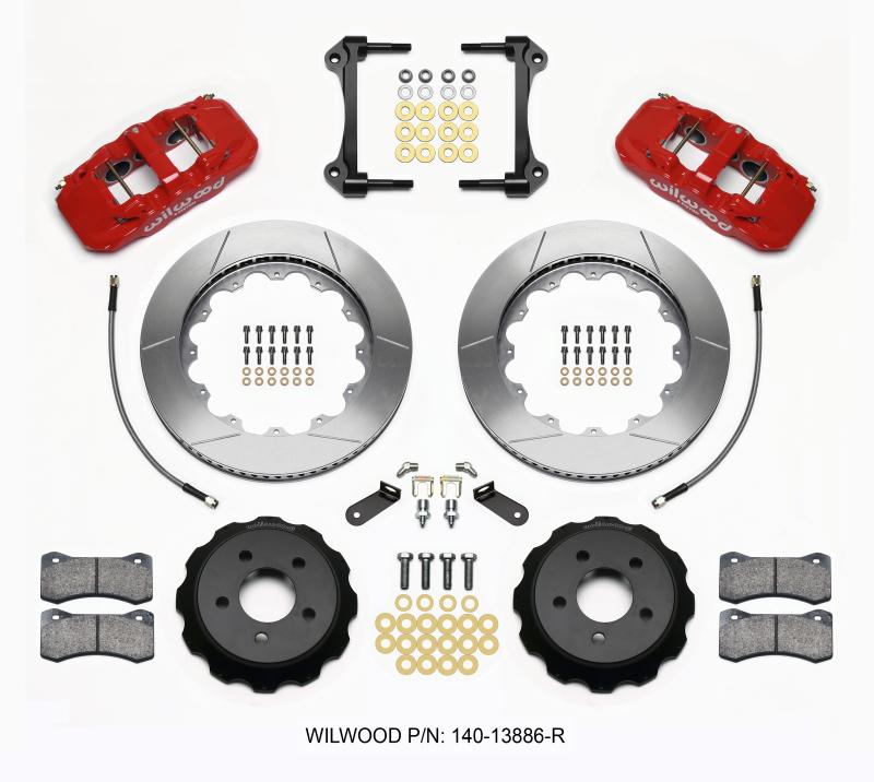 Wilwood AERO6 Front Hat Kit 14.00 Red 2015-Up Mustang w/Lines 140-13886-R Main Image