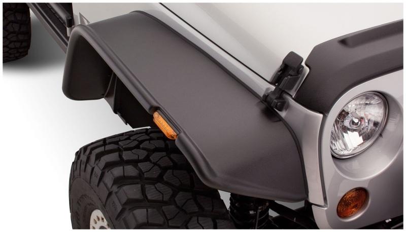 Bushwacker 07-18 Jeep Wrangler Flat Style Flares 2pc - Black 10053-07 Main Image