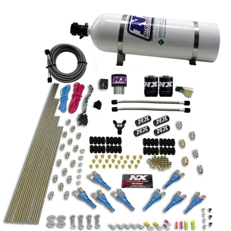 Nitrous Express Pro-Shk/Gas (200-600HP) 2 Fuel 1 Supershark Solenoid Nitrous Kit w/15lb Bottle 90206-15 Main Image