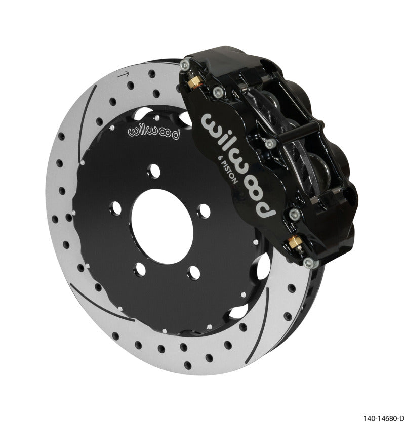 Wilwood Narrow Superlite 6R Front Big Brake Kit 12.88in Drilled Black 05-11 Ford Crown Victoria 140-14680-D