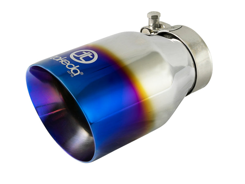 aFe Takeda 304 Stainless Steel Clamp-On Exhaust Tip 2.5in Inlet / 4in Outlet - Blue Flame 49T25404-L07