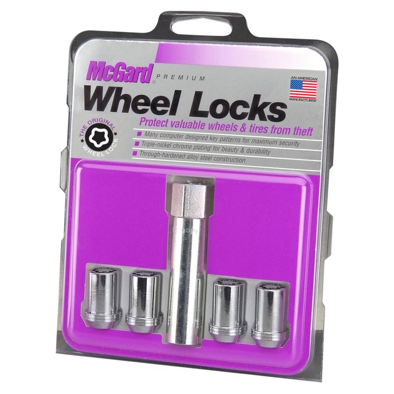 McGard Wheel Lock Nut Set - 4pk. (Tuner / Cone Seat) M12X1.5 / 13/16 Hex / 1.24in. Length - Chrome 25257 Main Image