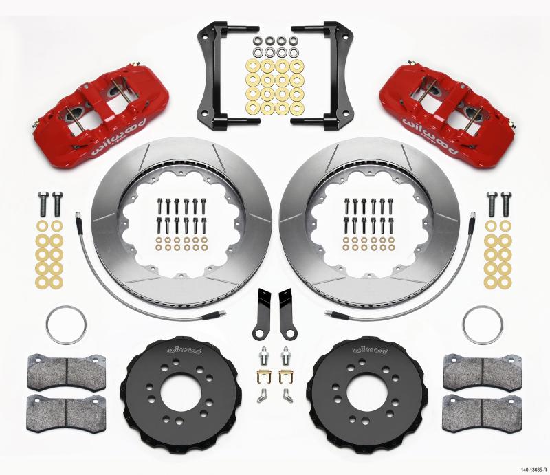 Wilwood AERO6 Front Hat Kit 14.00 Red 2005-2014 Mustang w/ BMR Suspn. w/Lines 140-13685-R Main Image