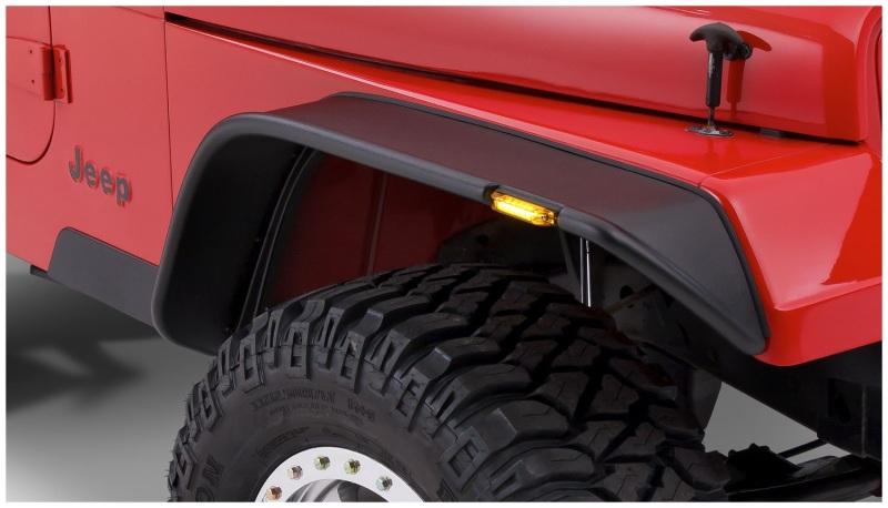 Bushwacker 87-95 Jeep Wrangler Flat Style Flares 2pc Excludes Renegade - Black 10067-07 Main Image