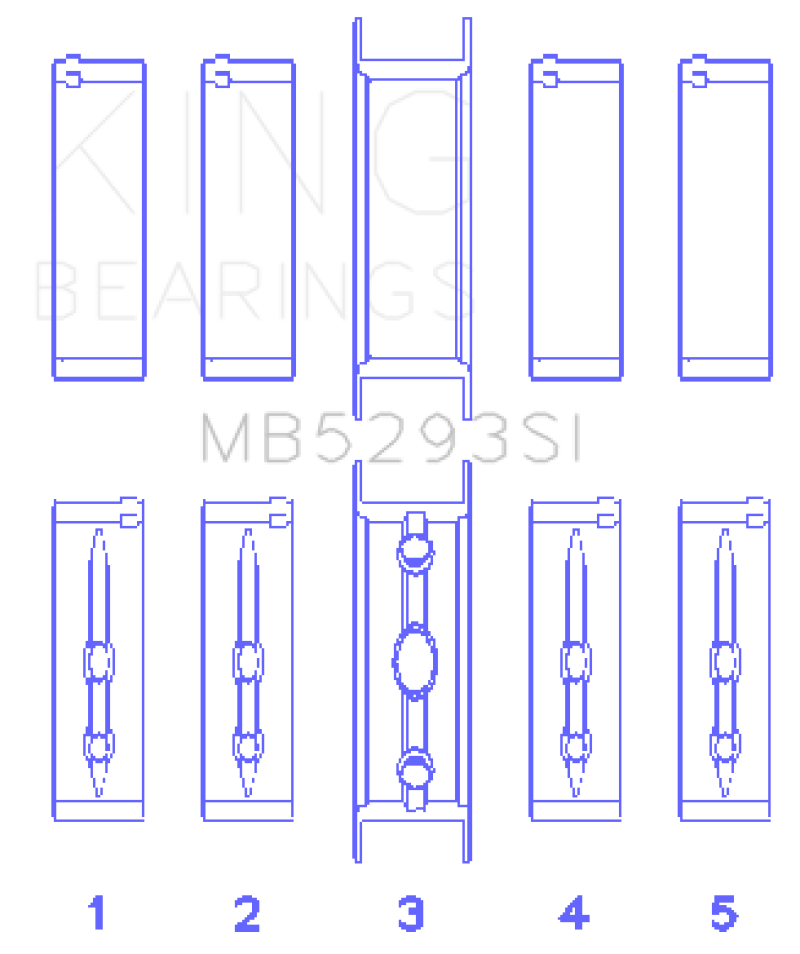 King Engine Bearings King GM 294/325/345/364CI 4.8/5.3/5.7/6.0L L20/LS1/LS2/LS4/LS6 (Size 001) Main Bearing Set MB5293SI001