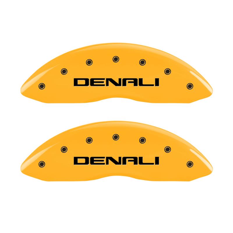 MGP 4 Caliper Covers Engraved Front & Rear Denali Yellow Finish Black Char 2009 GMC Envoy 34004SDNLYL Main Image