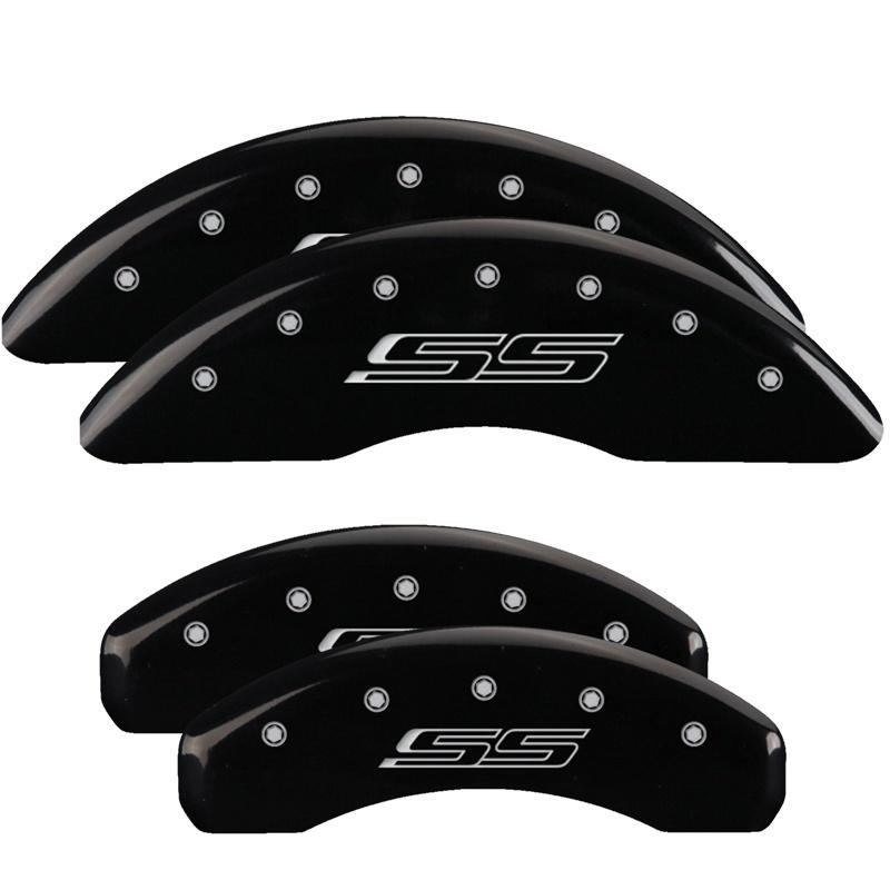 MGP 4 Caliper Covers Engraved Front & Rear Gen 5/SS Black finish silver ch 14241SSS5BK Main Image