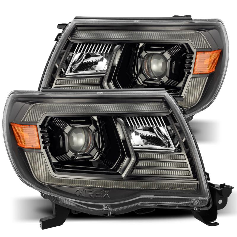 AlphaRex 05-11 Toyota Tacoma LUXX LED Projector Headlights Plank Style Alpha Black w/Activ Light/DRL 880739 Main Image