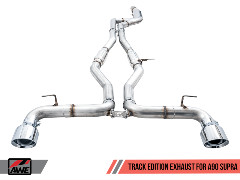 AWE 2020 Toyota Supra A90 Track Edition Exhaust - 5in Chrome Silver Tips 3015-32116