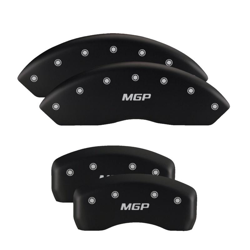 MGP 4 Caliper Covers Engrvd Front Block/Challenger Engrvd Rear Vint Style/RT Matte Blk fnsh slvr ch 12001SCBRMB Main Image