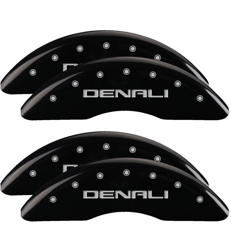 MGP 4 Caliper Covers Engraved Front & Rear MOPAR Black finish silver ch 32016SMOPBK Main Image