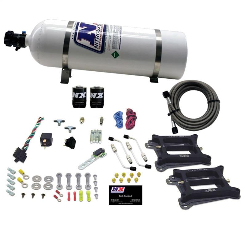 Nitrous Express Dual/4150/Gasoline Nitrous Kit (50-300HP) w/15lb Bottle 30240-15 Main Image