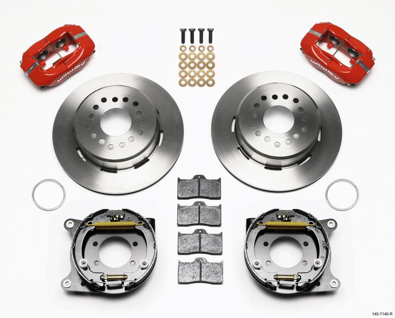 Wilwood Forged Dynalite P/S Park Brake Kit Red Ford 8.8 w/2.5in Offset-5 Lug 140-7146-R Main Image