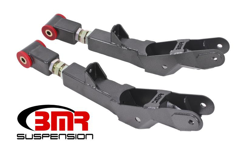 BMR 10-15 5th Gen Camaro Rear Lower Control Arms On-Car Adj. (Polyurethane) - Black Hammertone TCA029H Main Image