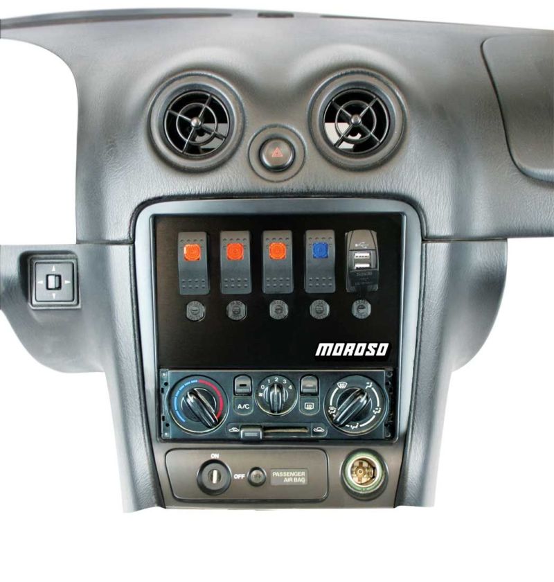 Moroso 99-04 Mazda Miata NB Radio Pocket Block Off Plate With Switches 74315