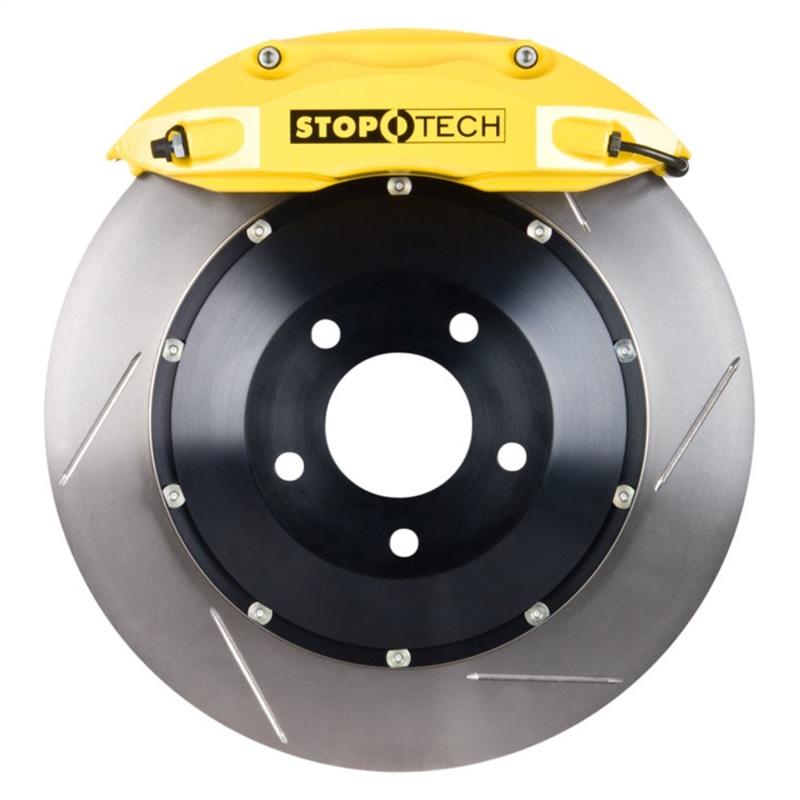 StopTech 87-93 Ford Mustang Front BBK w/ Yellow ST-40 Calipers Slotted 332x32mm Rotors/Pads/SS Lines 83.333.4600.81 Main Image