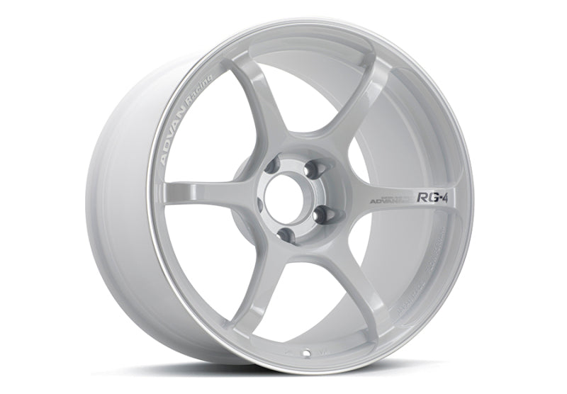 Advan RG-4 18x8.5 +50 5-114.3 Racing White Metallic & Ring Wheel YA48H50EWMR