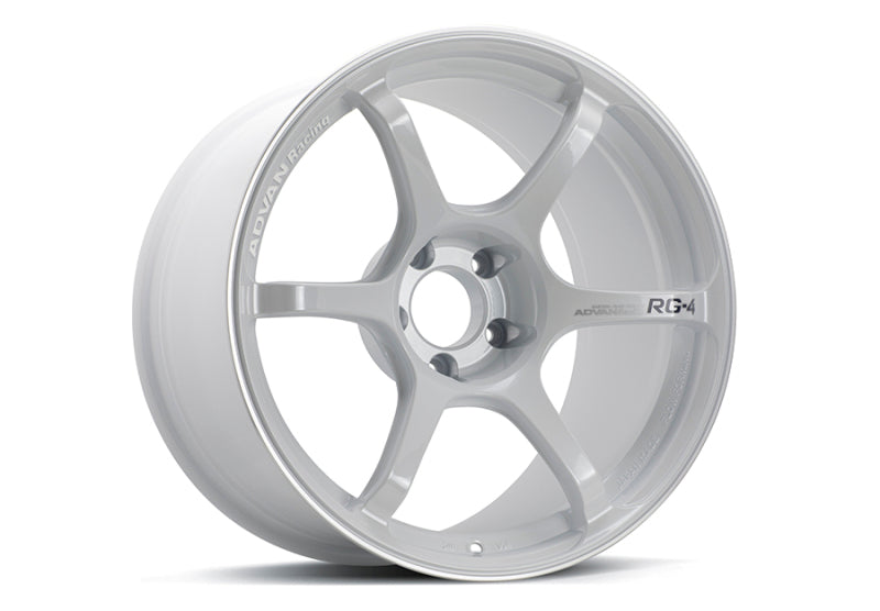 Advan RG-4 18x9.5 +25 5-112 Racing White Metallic & Ring Wheel YA48J25MWMR