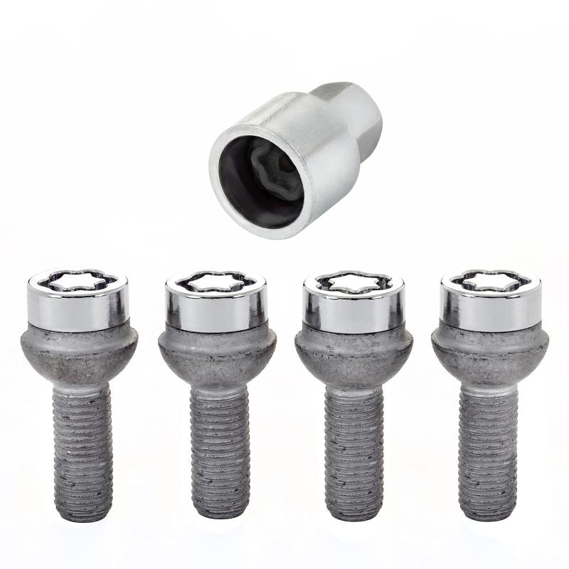 McGard Wheel Lock Bolt Set - 4pk. (Radius Seat) M12X1.5 / 17mm Hex / 27.9mm Shank Length - Chrome 28172 Main Image