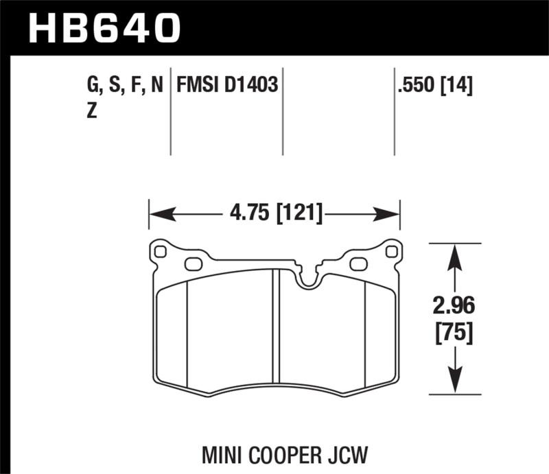 Hawk 14-15 Mini Cooper John Cooper Works Coupe HPS 5.0 Front Brake Pads HB640B.550 Main Image