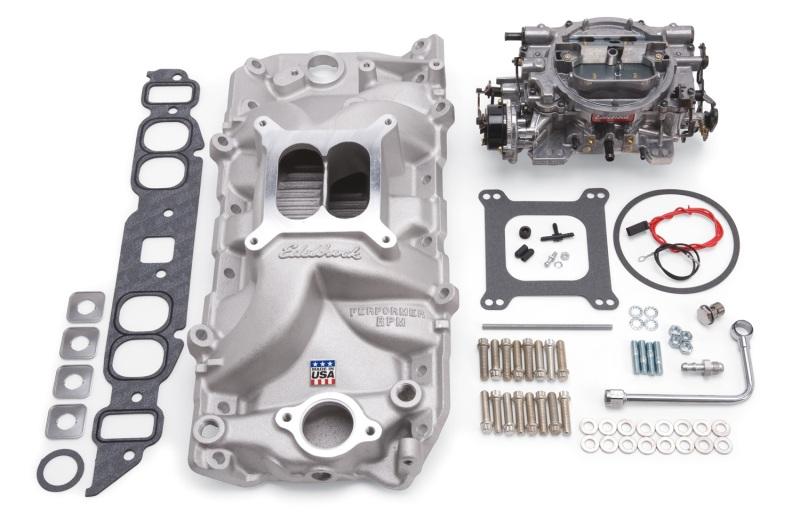 Edelbrock Manifold And Carb Kit Performer RPM Big Block Chevrolet Oval Port Natural Finish 2062 Main Image