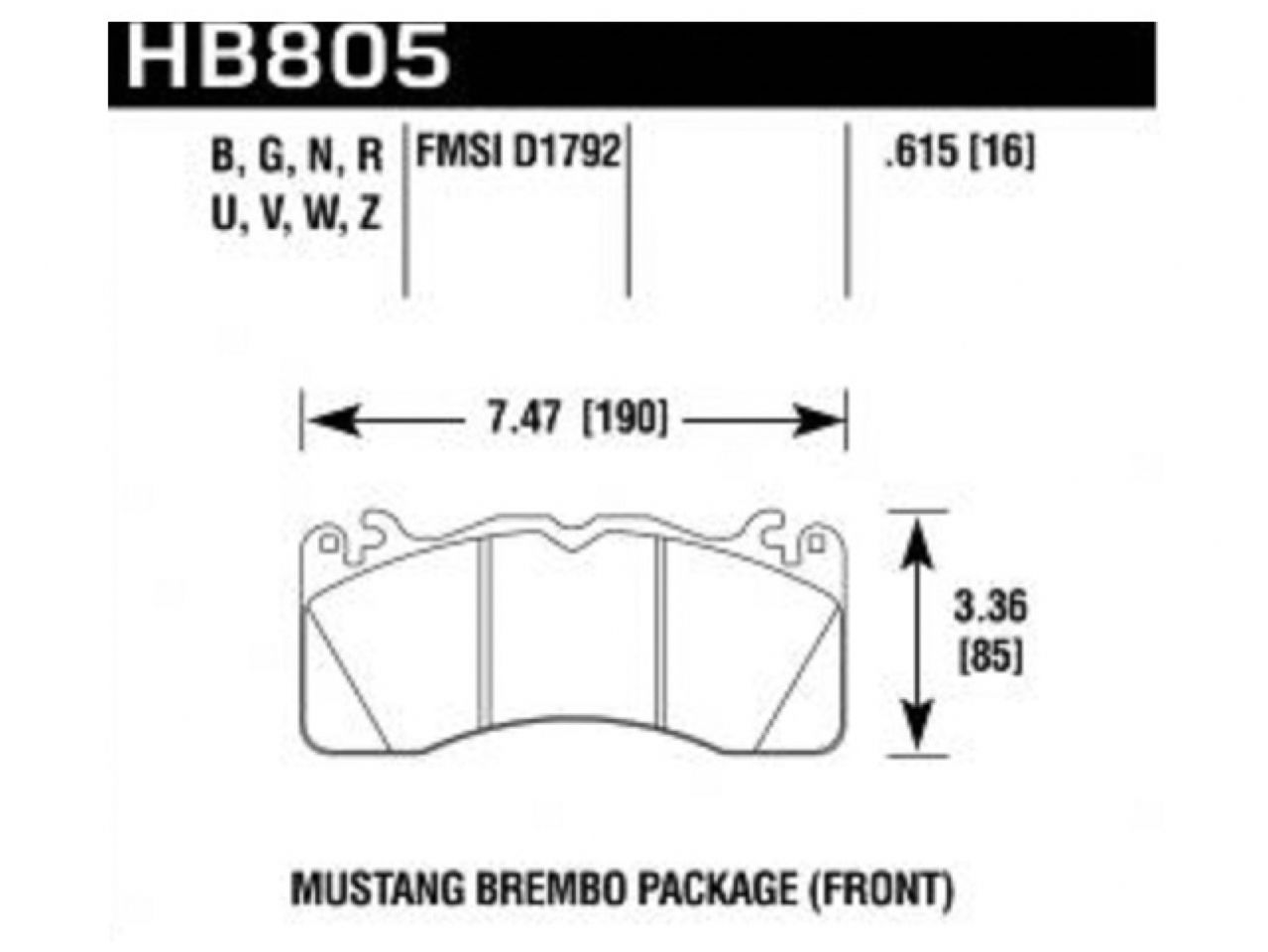 Hawk Brake Pads HB805R.615 Item Image