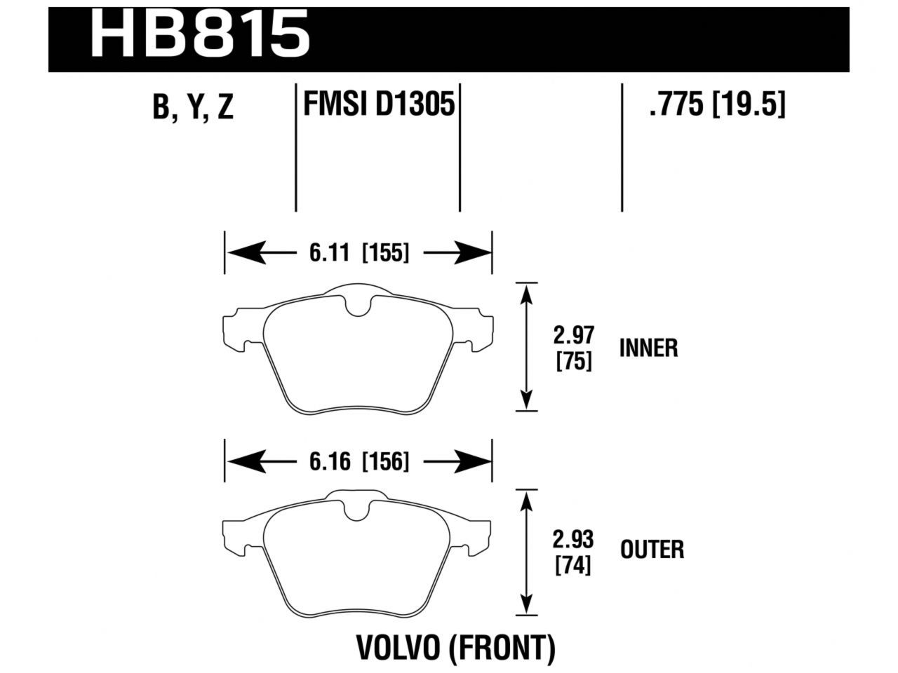 Hawk Brake Pads HB815B.775 Item Image