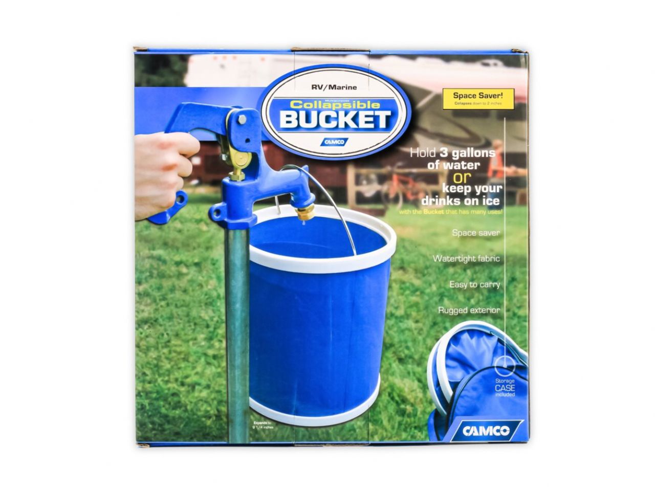 Camco Collapsible Bucket - Blue & White