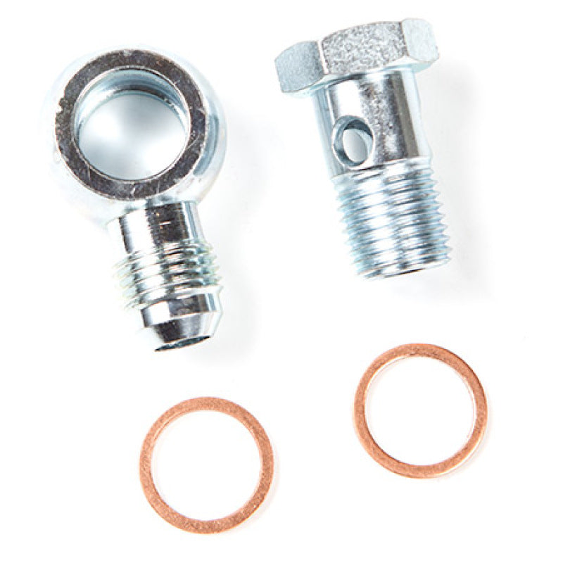ATP Steel Banjo Fitting 14mm Hole -6AN Male Flare Fitting Kit -  Long Nose Version (1/2in longer) ATP-FTG-150-LN