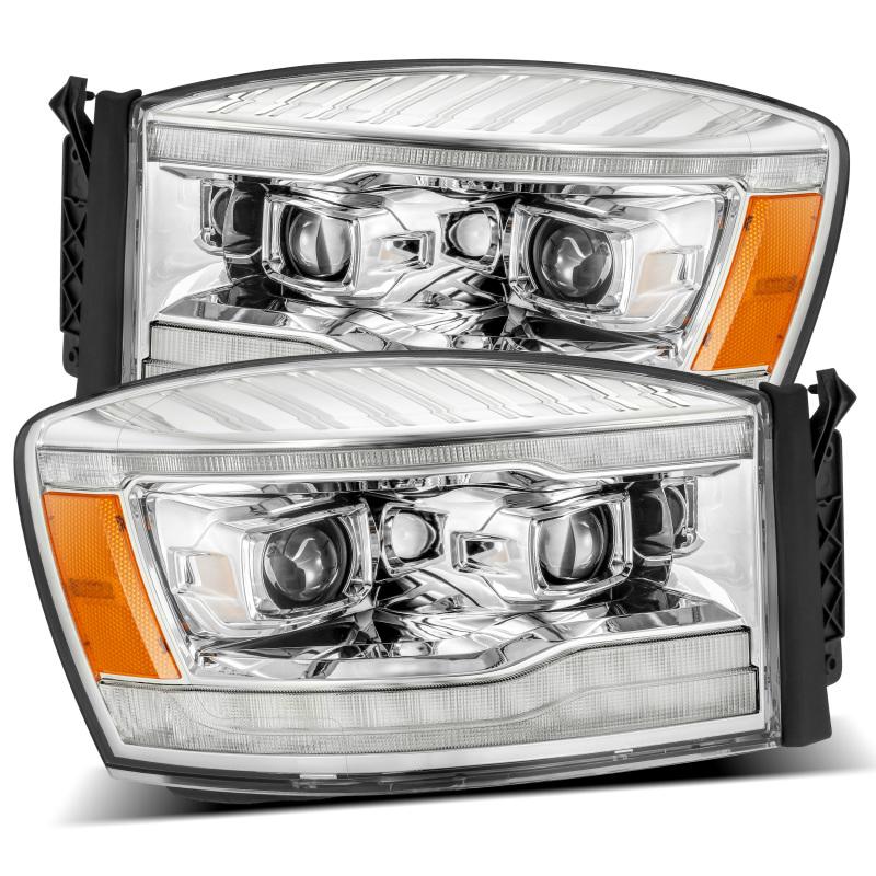 AlphaRex 06-08 Dodge Ram 1500HD PRO-Series Projector Headlights Plank Style Chrome w/Seq Signal/DRL 880531 Main Image