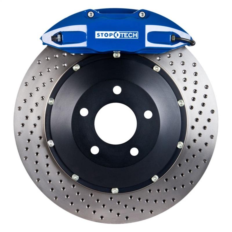 StopTech 06-09 BMW M5/M6 Rear Big Brake Kit Blue ST-41 Calipers Drilled 380x32mm Rotors 83.153.0058.22 Main Image