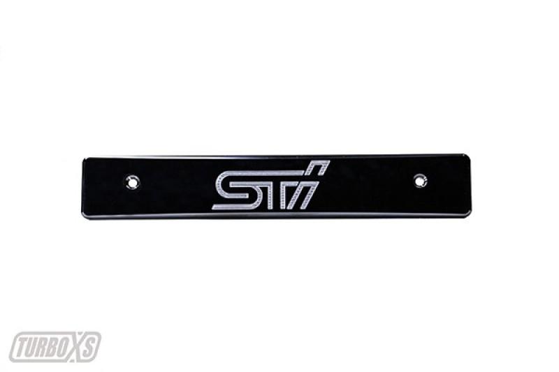 Turbo XS 08-14 Subaru WRX/STi Billet Aluminum License Plate Delete Black Machined STi Logo txs-WS08-LPD-BLK-STI Main Image