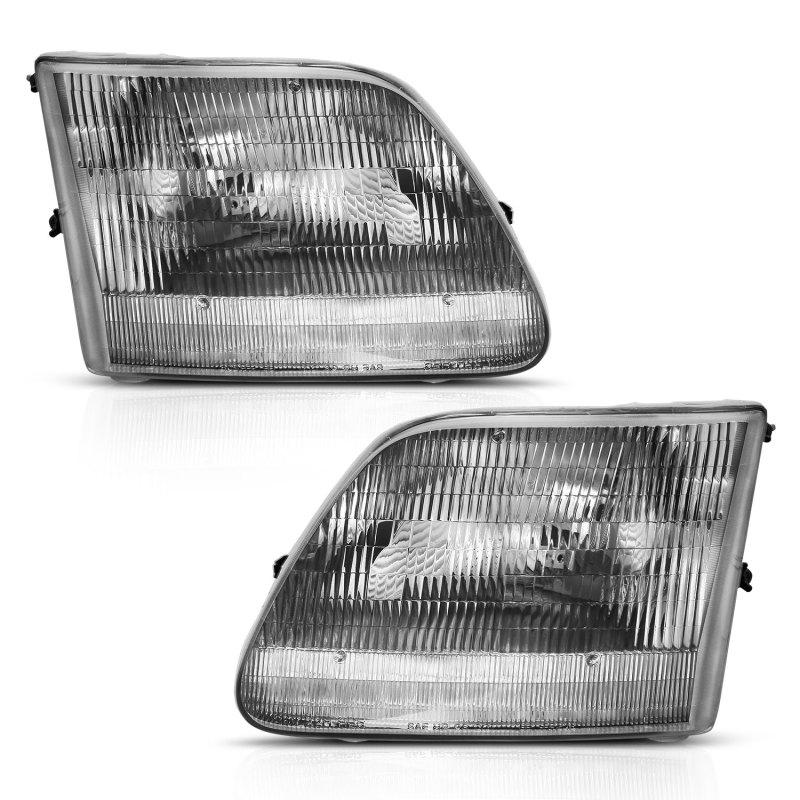 ANZO 1997-2003 Ford F150 Crystal Headlight Chrome Amber (OE Replacement) 111461 Main Image