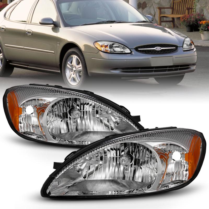 ANZO 2000-2007 Ford Taurus Headlight Chrome Amber 121554 Main Image