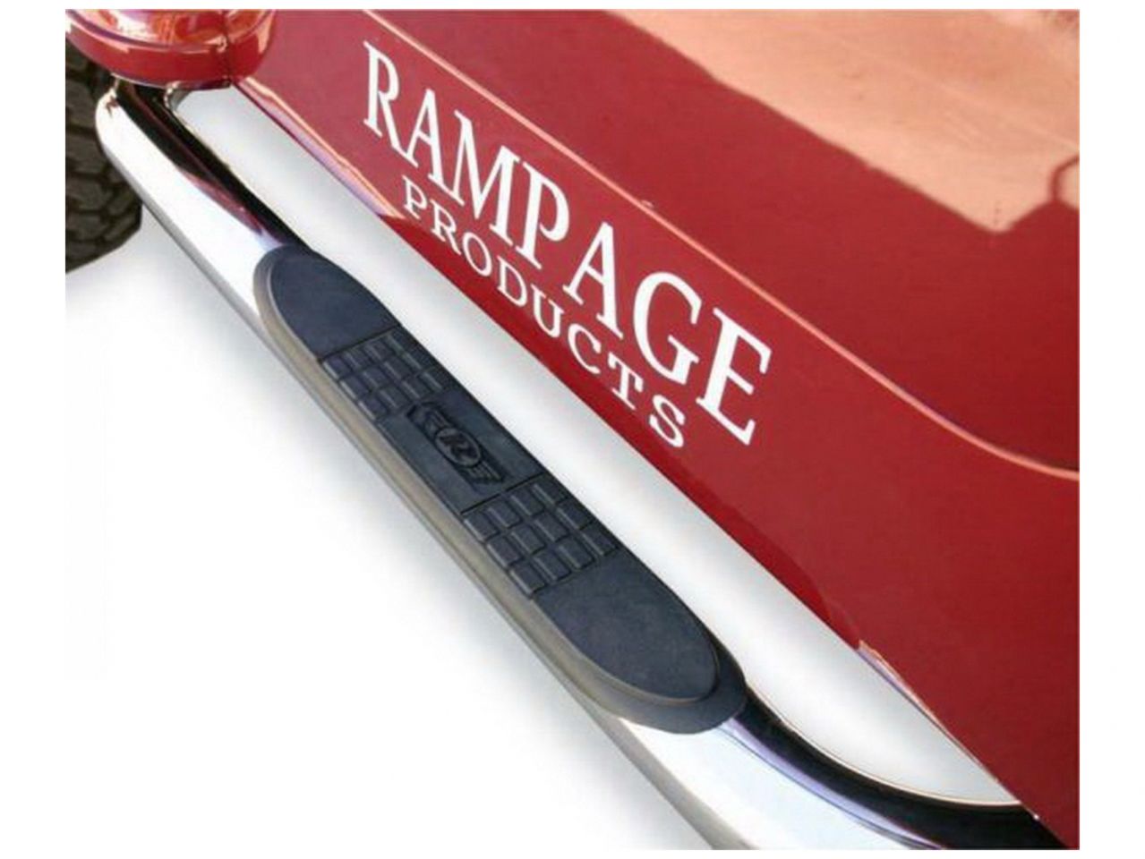 Rampage Polished Stainless 3" Round Bent Steel Step Bar with No-Slip Step Pad