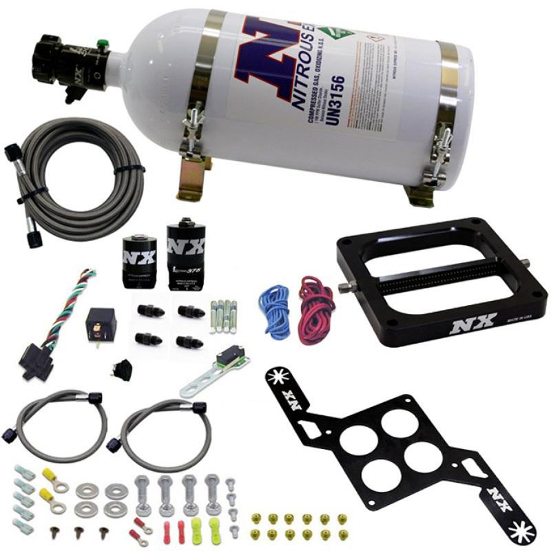 Nitrous Express 4500 RNC Conventional Nitrous Plate Kit w/.375in Solenoid w/10lb Bottle 55170-10 Main Image