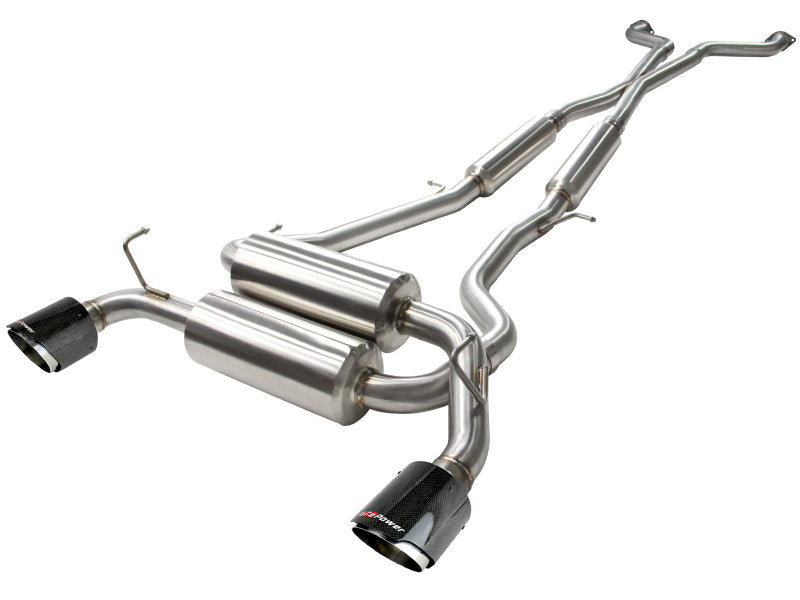 aFe Takeda 2-1/2in 304SS Cat-Back Exhaust Infiniti G37 08-13/Q60 14-15 V6-3.7 w/ Carbon Fiber Tips 49-36103-C