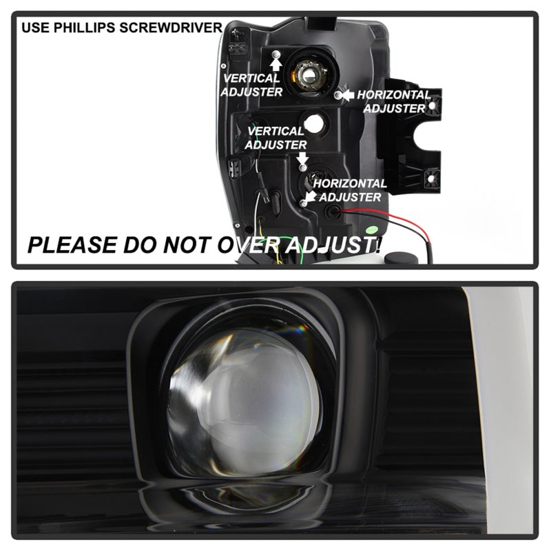 Spyder 08-10 Ford F-250 SD Projector Headlights V2-Switch Back Light Bar-Black PRO-YD-FS08V2-SBLB-BK 5086228