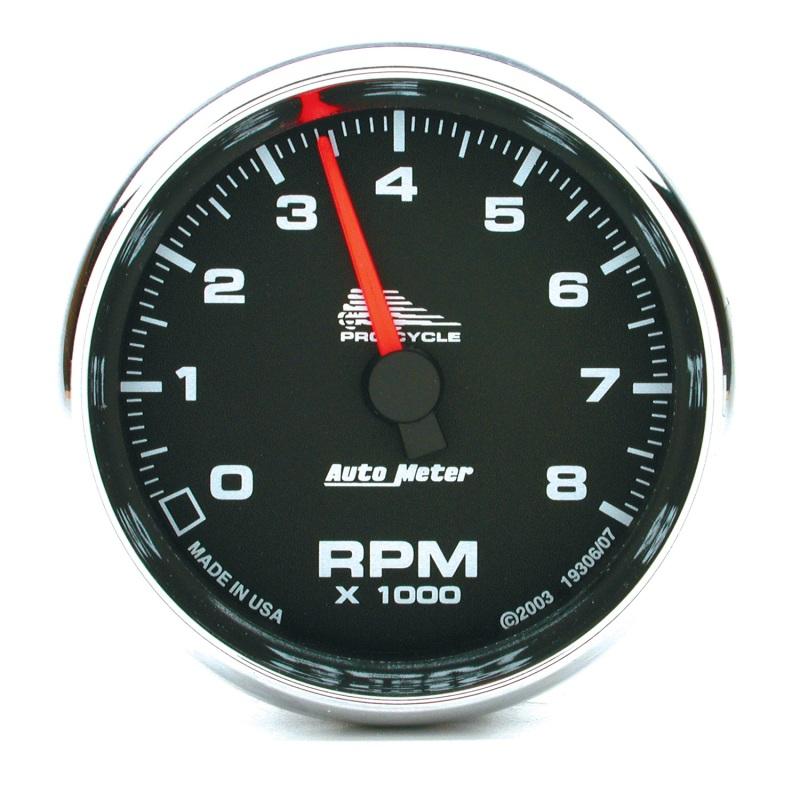 Autometer Pro-Cycle Gauge Tach 2 5/8in 8K Rpm 2&4 Cylinder Black 19306 Main Image