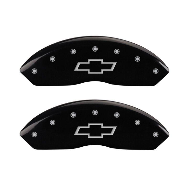 MGP 4 Caliper Covers Engraved Front & Rear Bowtie Black finish silver ch 14240SBOWBK Main Image