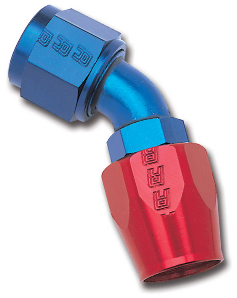 Russell Full Flow 45° Swivel Style Hose End - Red / Blue