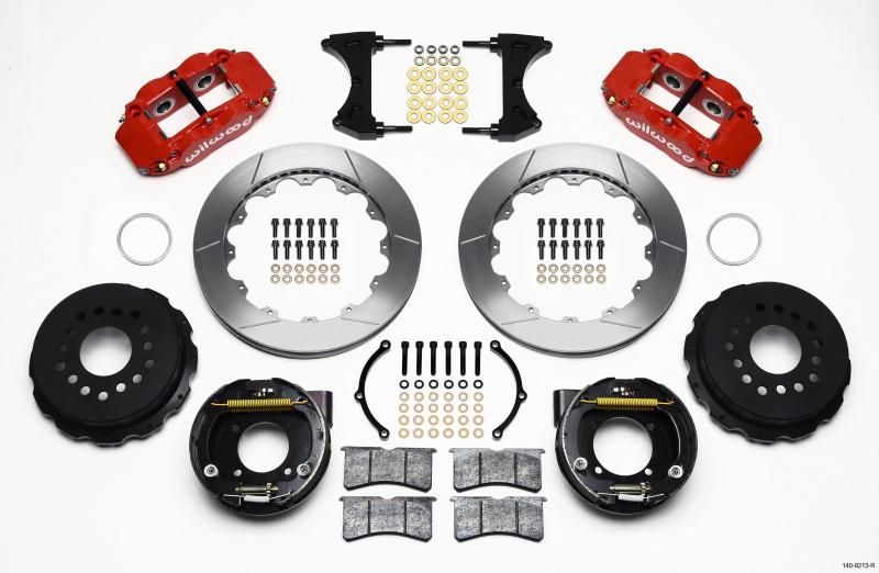 Wilwood Narrow Superlite 4R Rear P-Brk Kit 12.88in Red Chevy 12 Bolt w/ C-Clips 140-9213-R Main Image