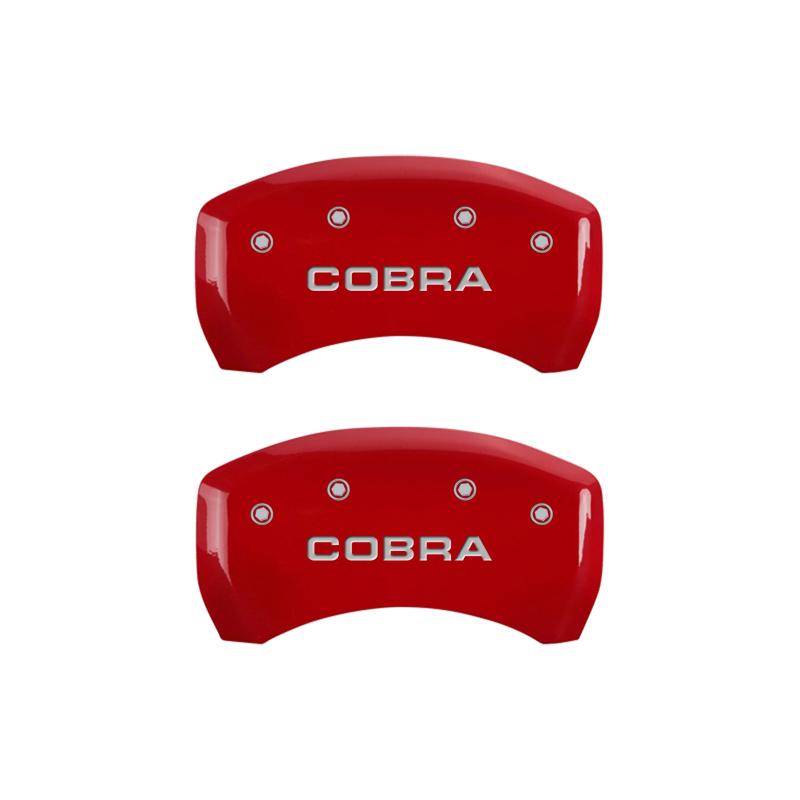 MGP Rear set 2 Caliper Covers Engraved Rear Cobra Red finish silver ch 10010RCOBRD Main Image