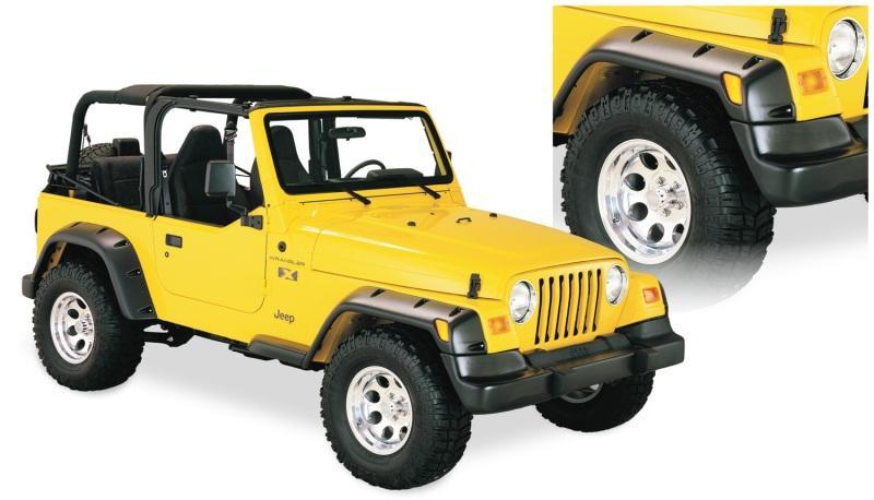 Bushwacker 97-06 Jeep TJ Fender Flares Large Pocket Style Euro Ribicon Conversion Package - Black 10913-07 Main Image