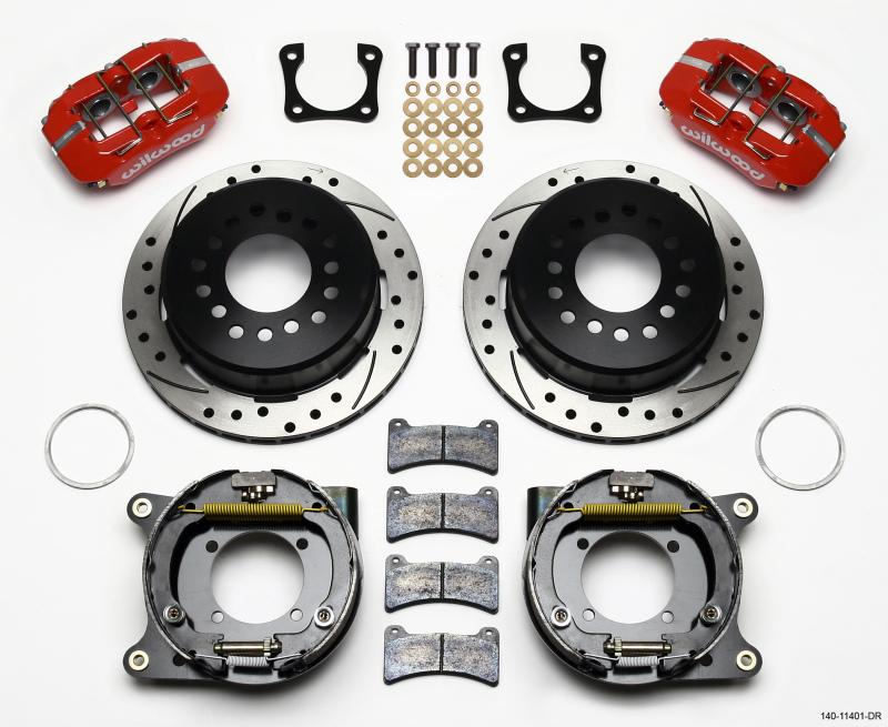 Wilwood Dynapro Low-Profile 11.00in P-Brake Kit Drill-Red Chevy 12 Bolt Spcl 2.81in Offset 140-11401-DR Main Image