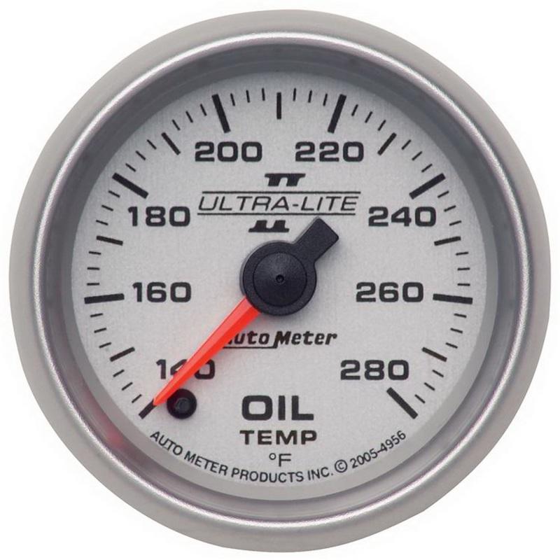 Autometer Ultra-Lite II 52mm 140-280 Deg F Full Sweep Electric Oil Temperature Gauge 4956 Main Image