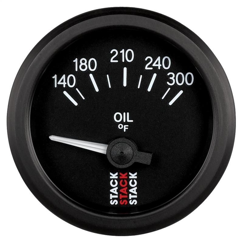 Autometer Stack 52mm 140-300 Deg F 1/8in NPTF Electric Oil Temp Gauge - Black ST3210 Main Image