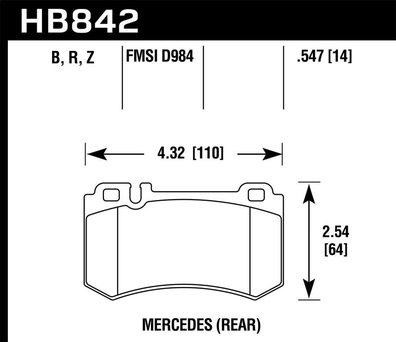 Hawk 05-10 Mercedes SLK Class HPS 5.0 Rear Brake Pads HB842B.547 Main Image
