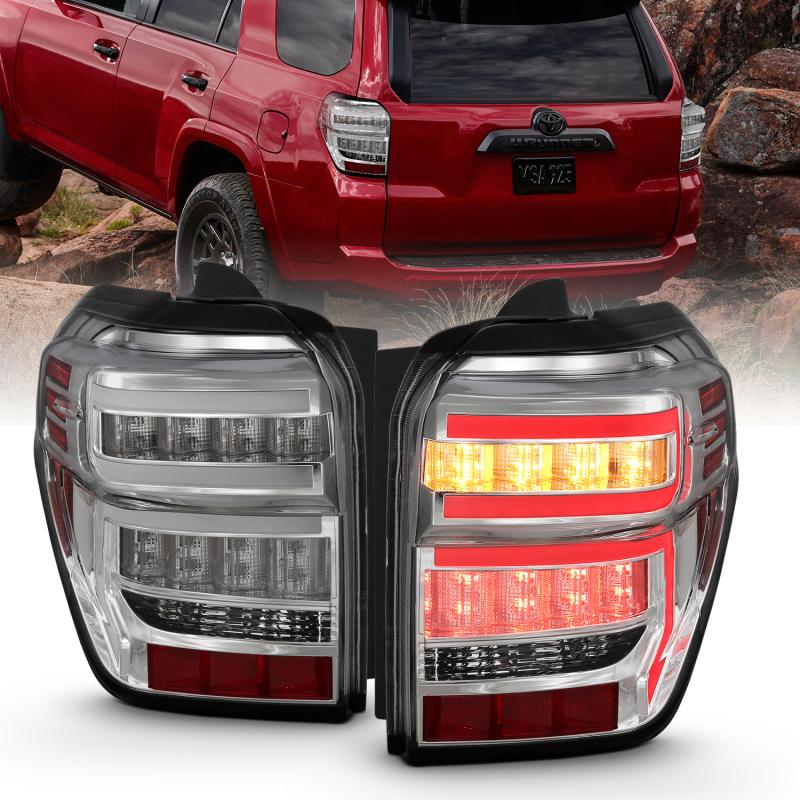 ANZO 2014-2020 Toyota 4Runner T.L Chrome Housing Clear Lens Red Light Bar W/Sequential 311313 Main Image